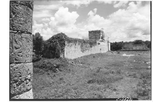 Big Ball Court, E. wall, view from N. temple. Aug. 23rd.