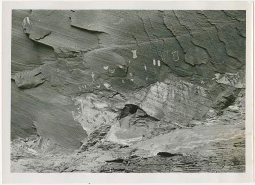 Pictograph with panel of male figure and bird figures