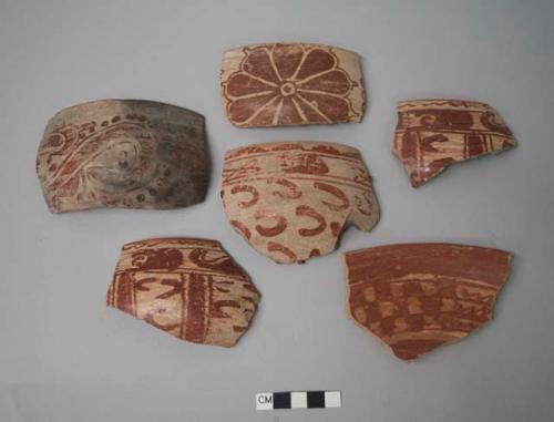 48 white slip type potsherds (both "broad" and "thin" line)