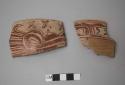 Coyotlatelco type rim potsherds-red and white paint out