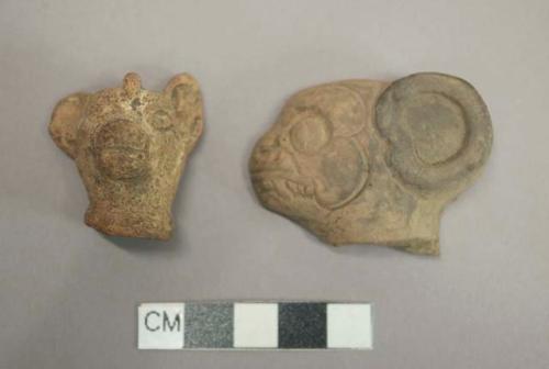 Pottery heads, animal