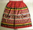 Apron - red and yellow cotton warp stripes with compound weft stripes of light b