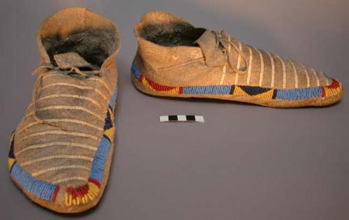 Moccasins, ornamented with beads