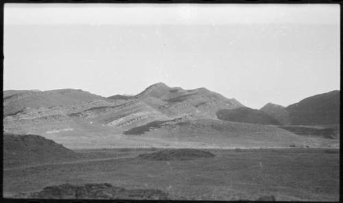 View of hills, showing tipped strata