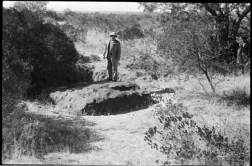 Man standing on the Hoba meteorite