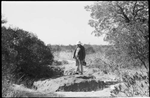 Man standing on the Hoba meteorite