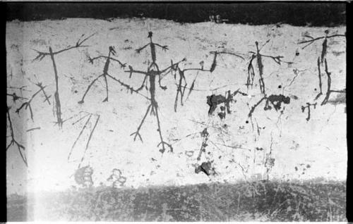 Drawings on a wall in an Okwa hut by local children