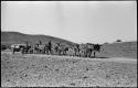 Men walking next to mules pulling cart full of tin ore