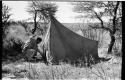 Bill Donnellan putting up a tent