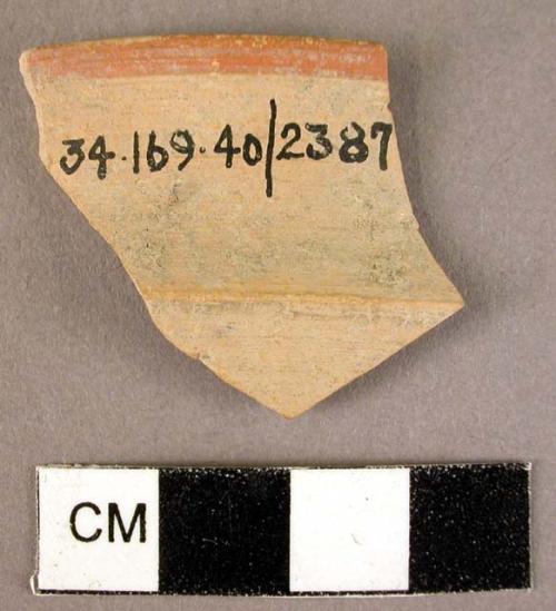 Rim pot sherd - angularity suggestive of metal prototype