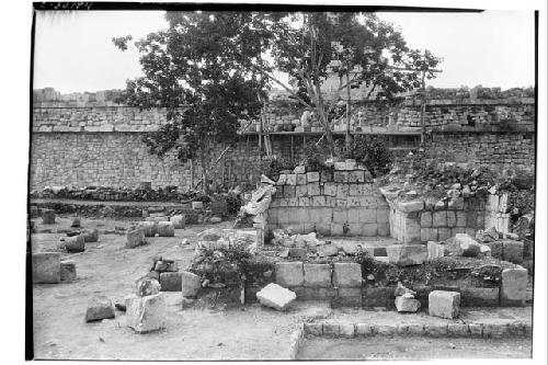 Caracol. S. annex, T.-House stones marked before repair undertaken.