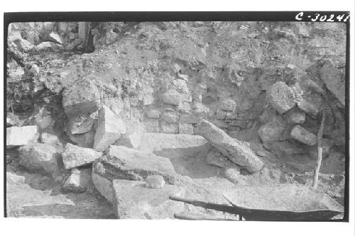 Caracol. S. side lower platform during excavation.