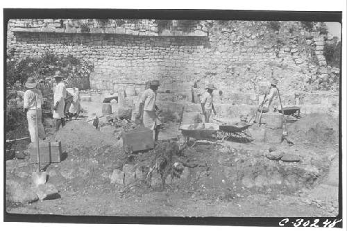 Caracol. S. Annex excavation of colonnade of E. group.