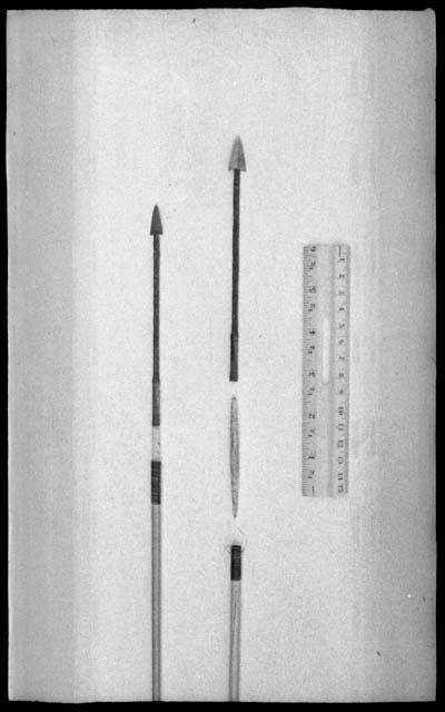 Whole arrow, separated arrow, and ruler for measurement