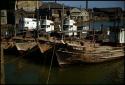 Boats docked on Kitakami River