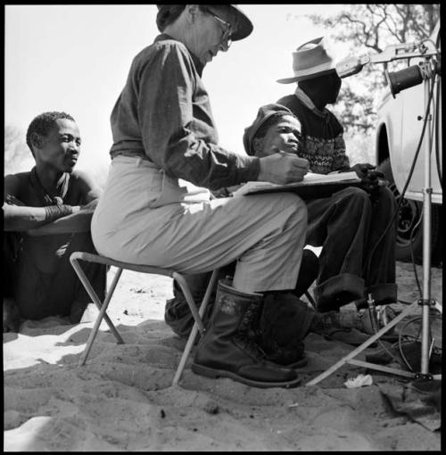 "/Qui Hunter" and /Qui (brother of "Gao Helmet") recording word list with Kernel Ledimo and Lorna Marshall