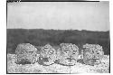 Caracol. 4 incensarios on parapet, upper platfrom, numbered from l. to r. 8,7,6,