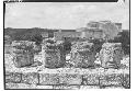 Caracol. 4 incensarios on parapet, upper platfrom, numbered from l. to r. 16,15,