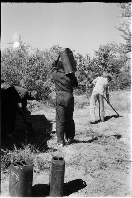 Expedition members setting up camp