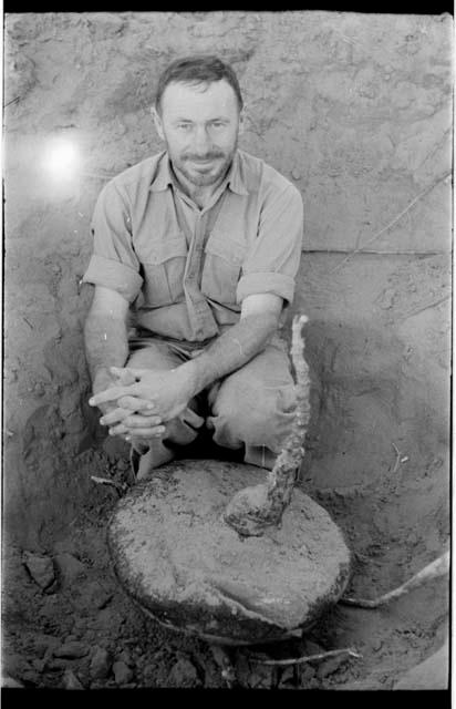 Robert Story with plant specimen (plant as a storage organ), close-up