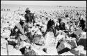 Men breaking up blocks of salt at Bitters Pan