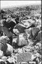 Men breaking up blocks of salt at Bitters Pan