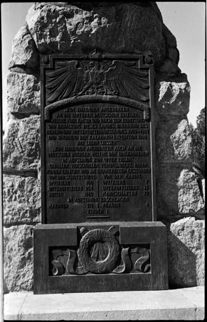 Equestrian statue called "Reiterdenkmal," plaque