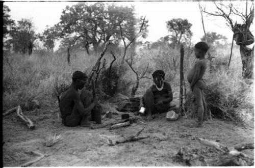 Three-member family in their living place