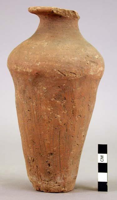 Pottery vase, red brown unpol.