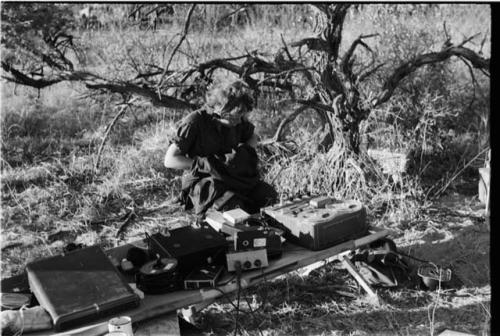 Elizabeth Marshall Thomas monitoring the sound sync