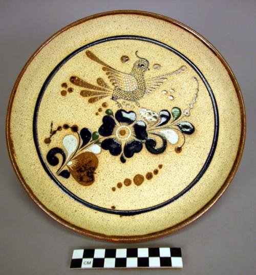 Rustico ware polychrome luncheon set with owl ,bird +plant motif