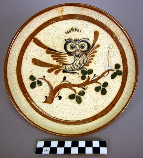 Rustico ware polychrome luncheon set with owl ,bird +plant motif