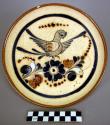 Rustico ware polychrome luncheon set with owl ,bird +plant motif
