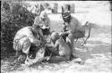 William Donnellan asking Oukwane to name the parts of an animal, with Robert Story and Wilhelm Camm present