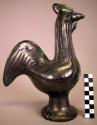 Ceramic black burnished rooster figurine (beak broken + re- attached)