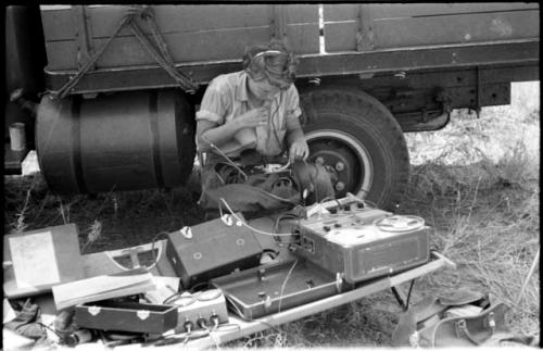 Elizabeth Marshall Thomas monitoring the recorder