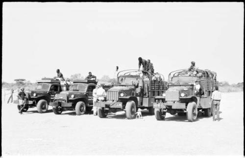 Expedition trucks lined up at Ghanzi