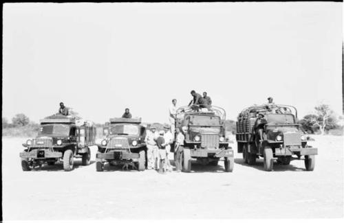 Expedition trucks lined up at Ghanzi