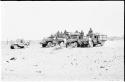 Expedition trucks and Jeep lined up at Ghanzi