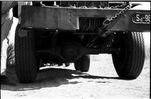 Close-up of tying couple of one of the expedition's trucks