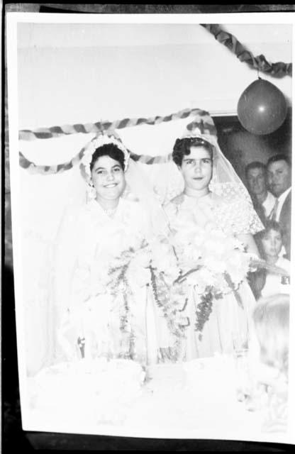 Marguerita Ammann and her bridesmaid, at Marguerita's wedding to Theunis Berger