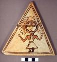 Tile, polacca polychrome style d. kachina & clown design. 15.4 x 17.0 cm.