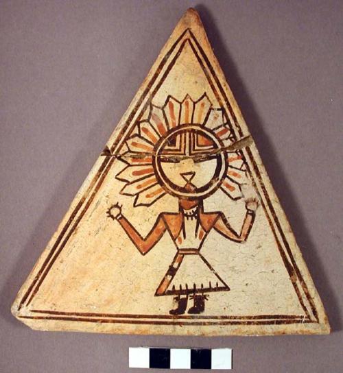 Tile, polacca polychrome style d. kachina & clown design. 15.4 x 17.0 cm.