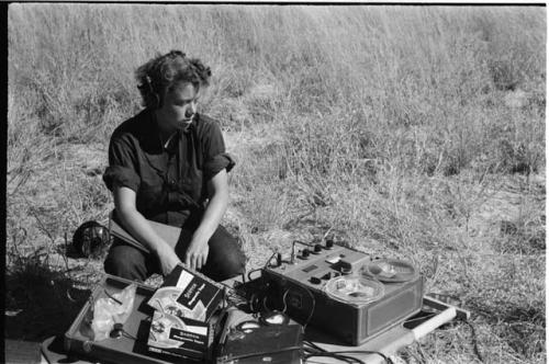 Elizabeth Marshall Thomas monitoring recording equipment