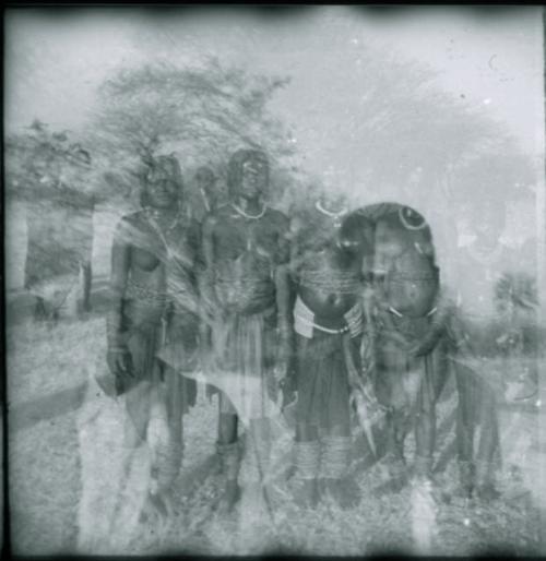 Group of women standing (double exposure)