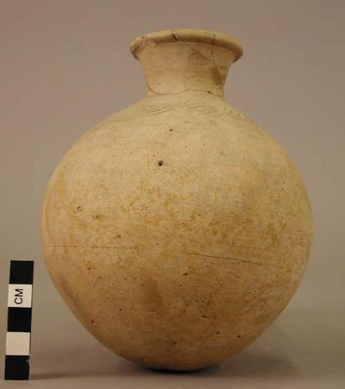 Bottle, pottery, globular