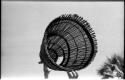 Person's hands holding a fish basket in an Ombandia kraal