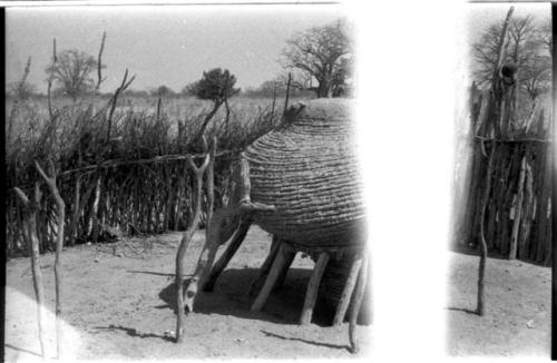 Storage basket on a raised platform (light struck)