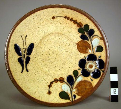 Rustico ware polychrome luncheon set with owl ,bird +plant motif