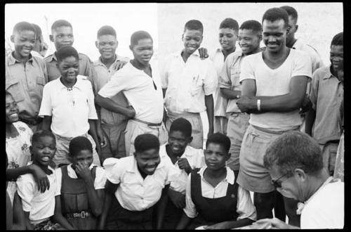 School chorus listening to Nicholas England's recordings